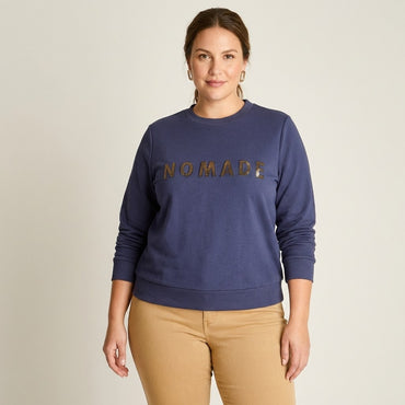 Polerón Azul Escote Redondo con Estampado Frontal