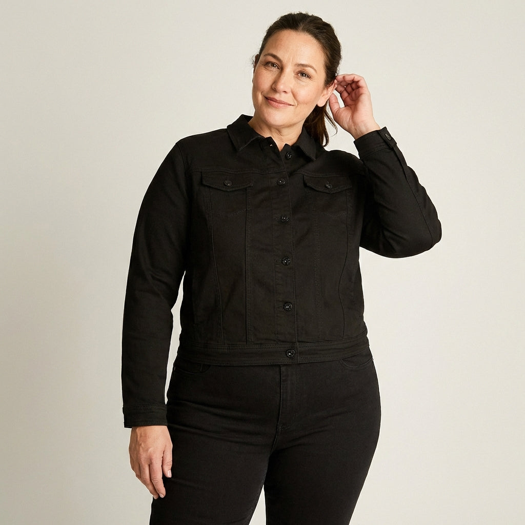 Casaca Mezclilla Negro Manga Larga