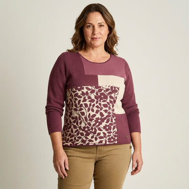 Sweater Burdeo Bloques Color Estampado - Lorenzo di Pontti
