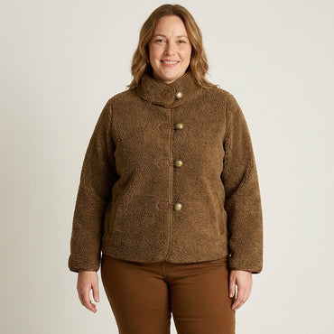 Chaqueta Café Sherpa Botones Detalles - Lorenzo di Pontti