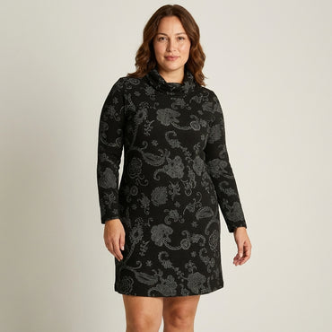 Vestido Negro Lanilla Cuello Alto - Lorenzo di Pontti