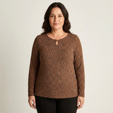 Polera Camel Lanilla Lúrex Detalle - Lorenzo di Pontti