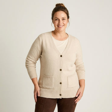 Cardigan Beige Manga Larga Elasticidad - Lorenzo di Pontti