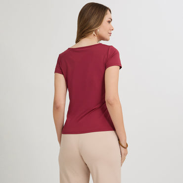 Polera Manga Corta Básica Lisa Rojo