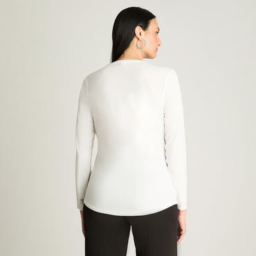 Polera Manga Larga Escote Mao Con Botones Crudo Lorenzo Di Pontti