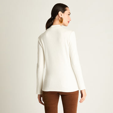 Polera Rib, Cuello Mock Crudo