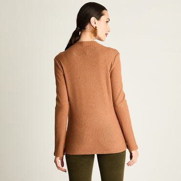 Polera Rib, Cuello Mock Camel