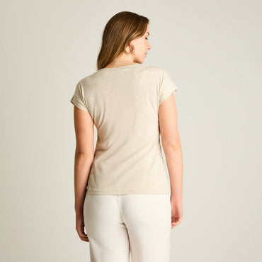 Polera Beige Tejida con Detalle Brillante