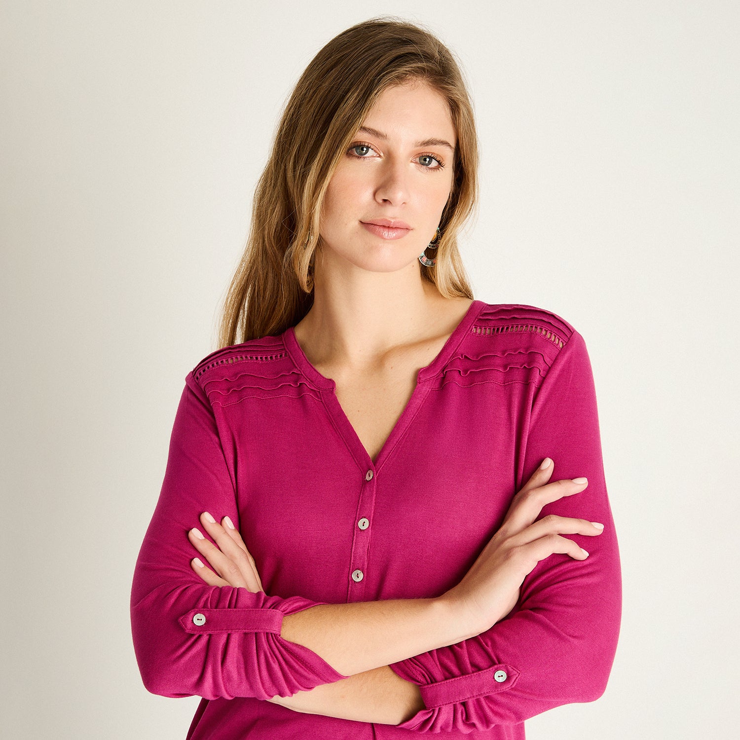 Polera Magenta con Botones
