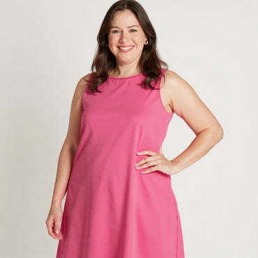 Vestido Midi Lino Fucsia