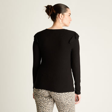 Polera Negra con Volantes