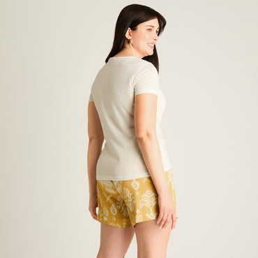 Polera Crudo Escote V Manga Corta