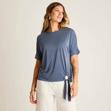 Polera Beige a Rayas con Manga Larga