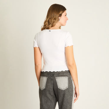 Polera Blanca Básica Manga Corta