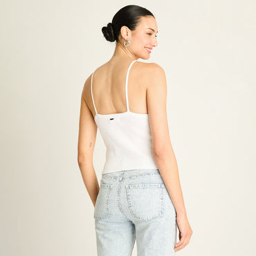 Polera Blanco Breteles Finos De Lino