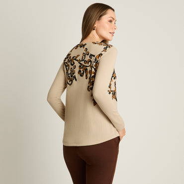 Polera Arena Manga Larga Elasticidad Media Sin Forro Calce Normal Tela Camant