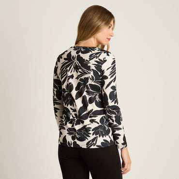 Polera Negro Manga Larga Elasticidad Media Sin Forro Calce Normal Tela Punto