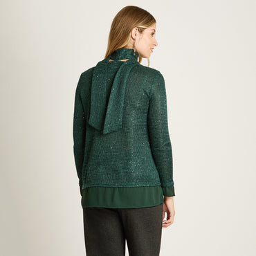 Polera Verde Manga Larga Elasticidad Media Sin Forro Calce Normal Tela Camant