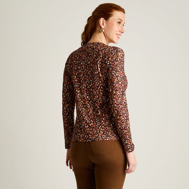 Polera Terracota Manga Larga Elasticidad Media Sin Forro Calce Normal Tela Punto