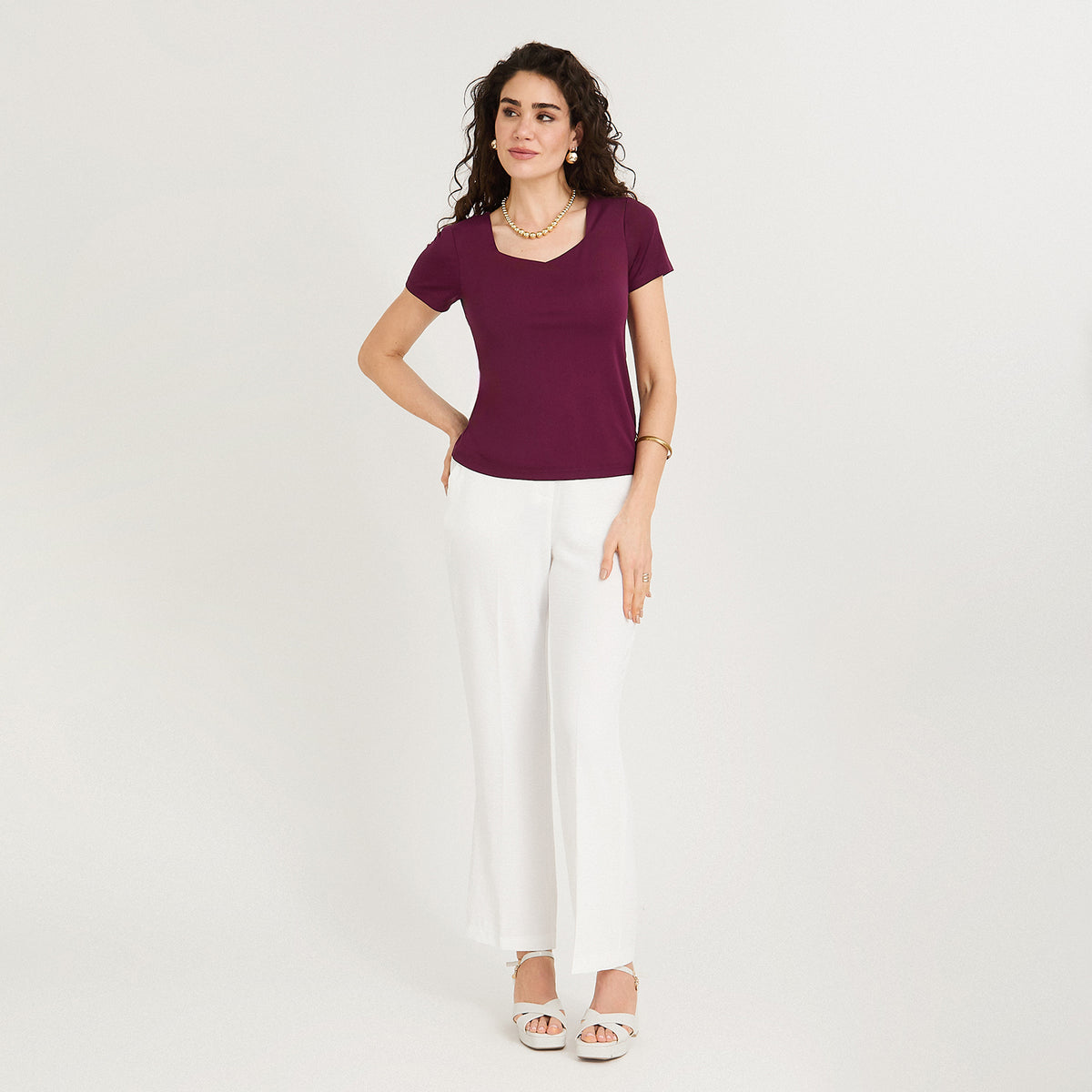 Polera Manga Corta Básica Morado