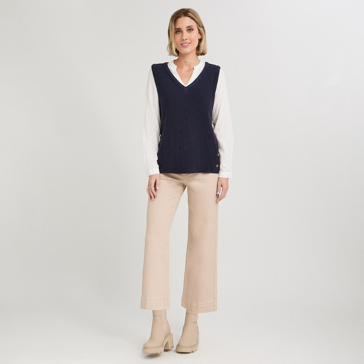 Polera Lanilla con Manga Blusa Azul