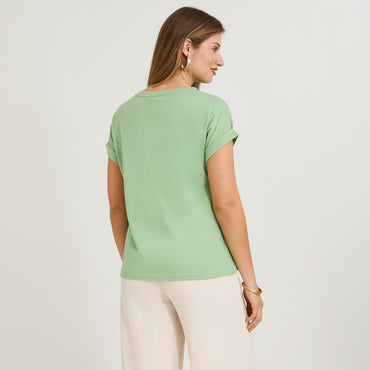 Polera Manga Corta Estampada Verde