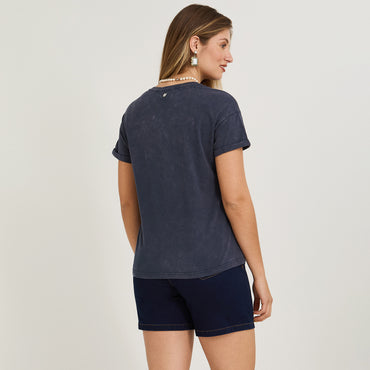 Polera Manga Corta Acid Wash Azul