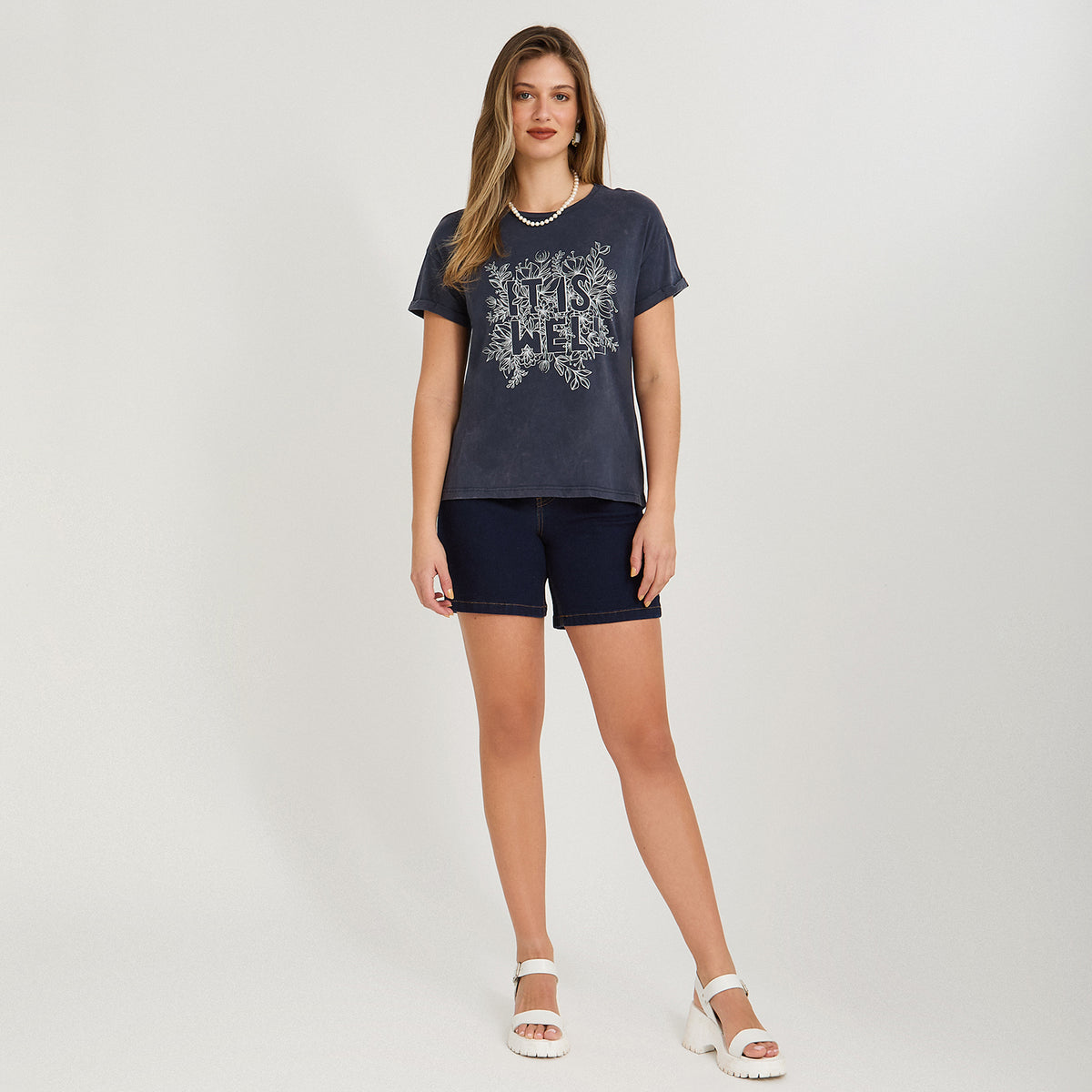 Polera Manga Corta Acid Wash Azul