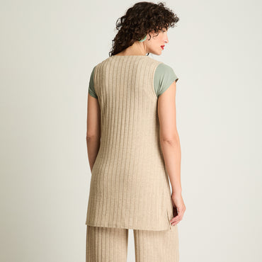 Tapado Sin Mangas De Lanilla Beige Curvi