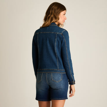 Casaca Mezclilla Azul Manga Larga No Elasticado Sin Forro Calce Holgado