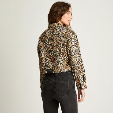 Chaqueta Denim Estampado Café Acuarela