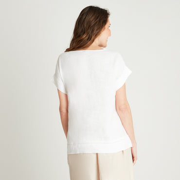 Blusa Blanco Manga Kimono Cuello Redondo Lorenzo di Pontti