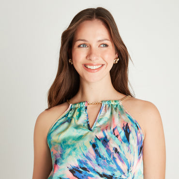 Blusa Verde Sin Manga Estampado Tirantes Lorenzo di Pontti