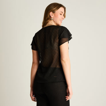 Blusa Negro Manga Corta con Forro