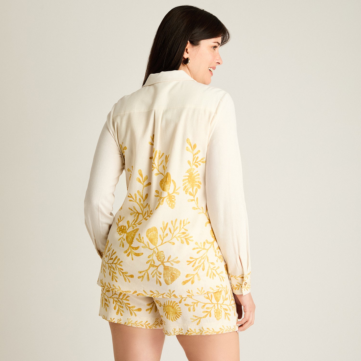 Blusa Crudo Manga Larga No Elasticado Sin Forro Calce Normal