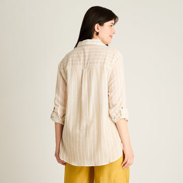 Blusa Crudo Manga Larga No Elasticado Sin Forro Calce Holgado