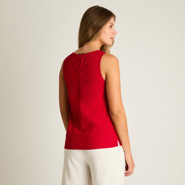 Blusa Rojo Sin Mangas No Elasticado Sin Forro Calce Normal