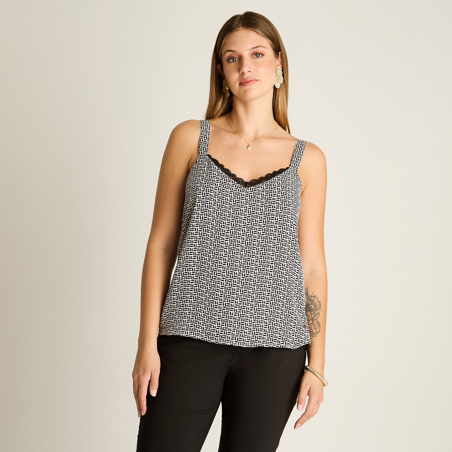 Blusa Crudo Sin Mangas Elasticidad Nula Sin Forro Calce Normal Tela Plano