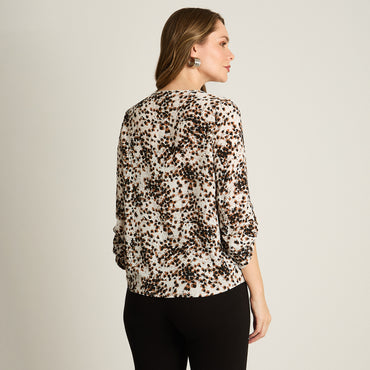 Blusa Crudo Manga Larga Elasticidad Media Sin Forro Calce Normal Tela Plano