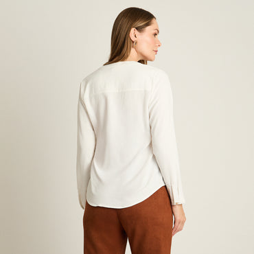 Blusa Crudo Manga Larga Elasticidad Nula Sin Forro Calce Normal Tela Plano