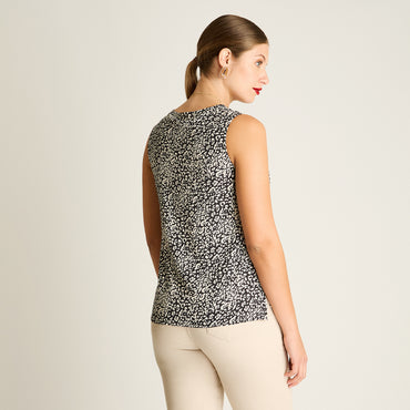 Blusa Negro Sin Mangas Elasticidad Nula Sin Forro Calce Normal Tela Plano