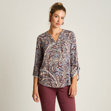 Blusa Beige Manga Larga Elasticidad Nula Sin Forro Calce Normal Tela Plano