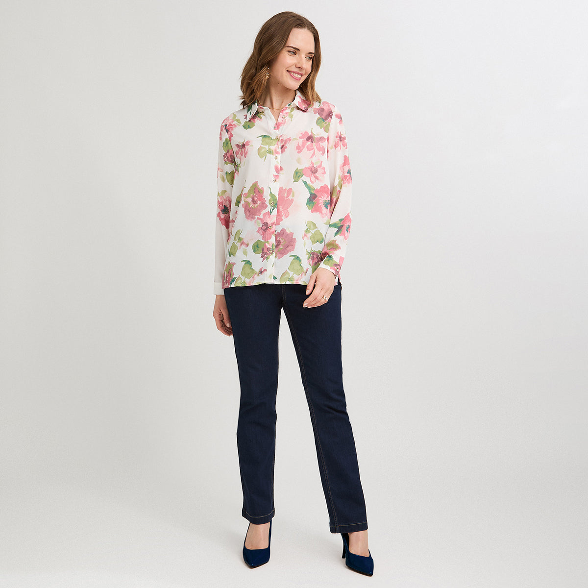 Blusa Manga Larga con Botones Rosado