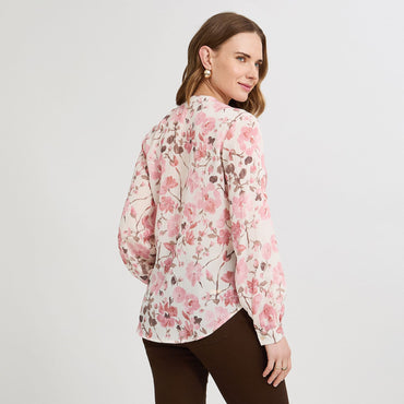 Blusa Escote Mao un Botón Rosado
