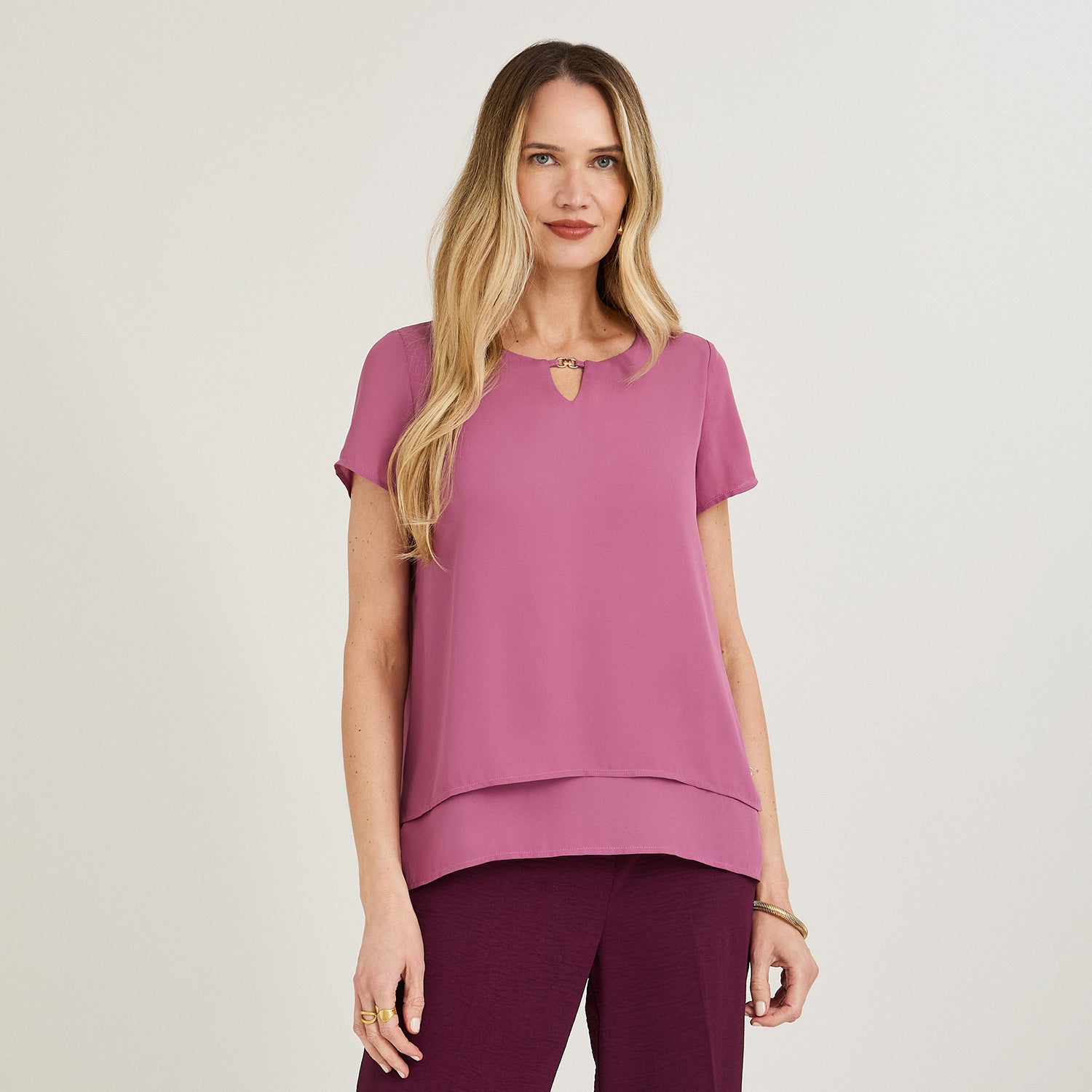 Blusa con Faldón Manga Corta Morado