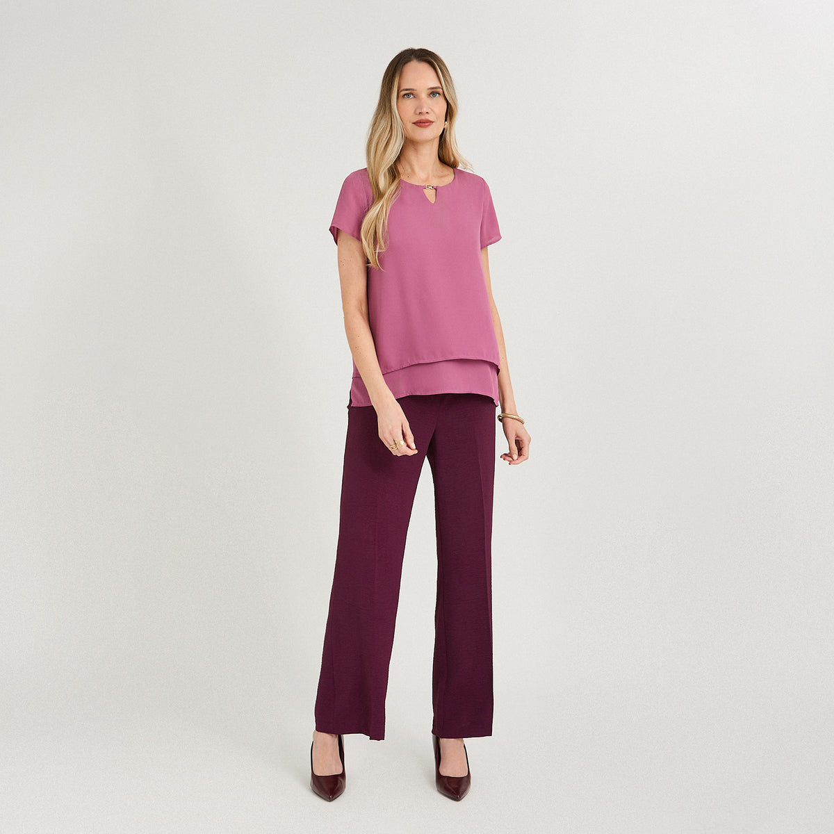 Blusa con Faldón Manga Corta Morado