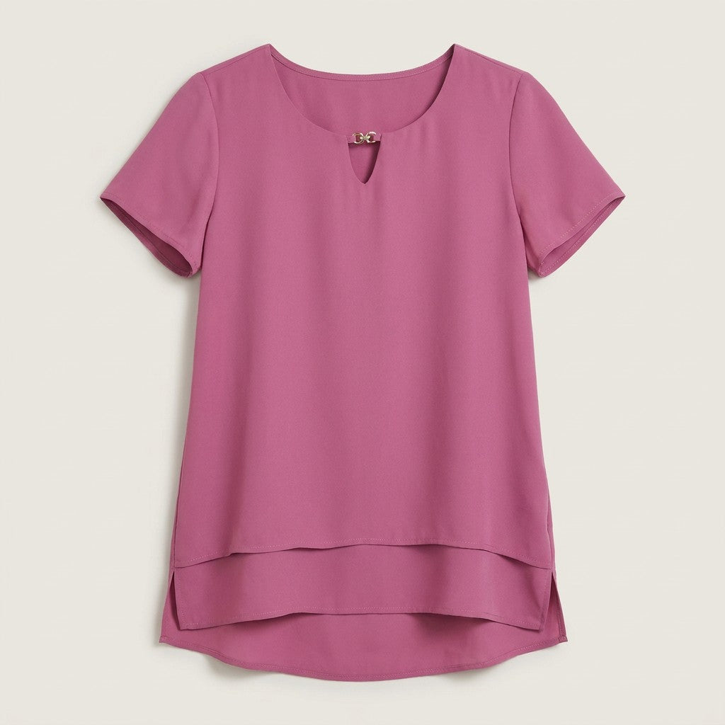 Blusa con Faldón Manga Corta Morado en plano
