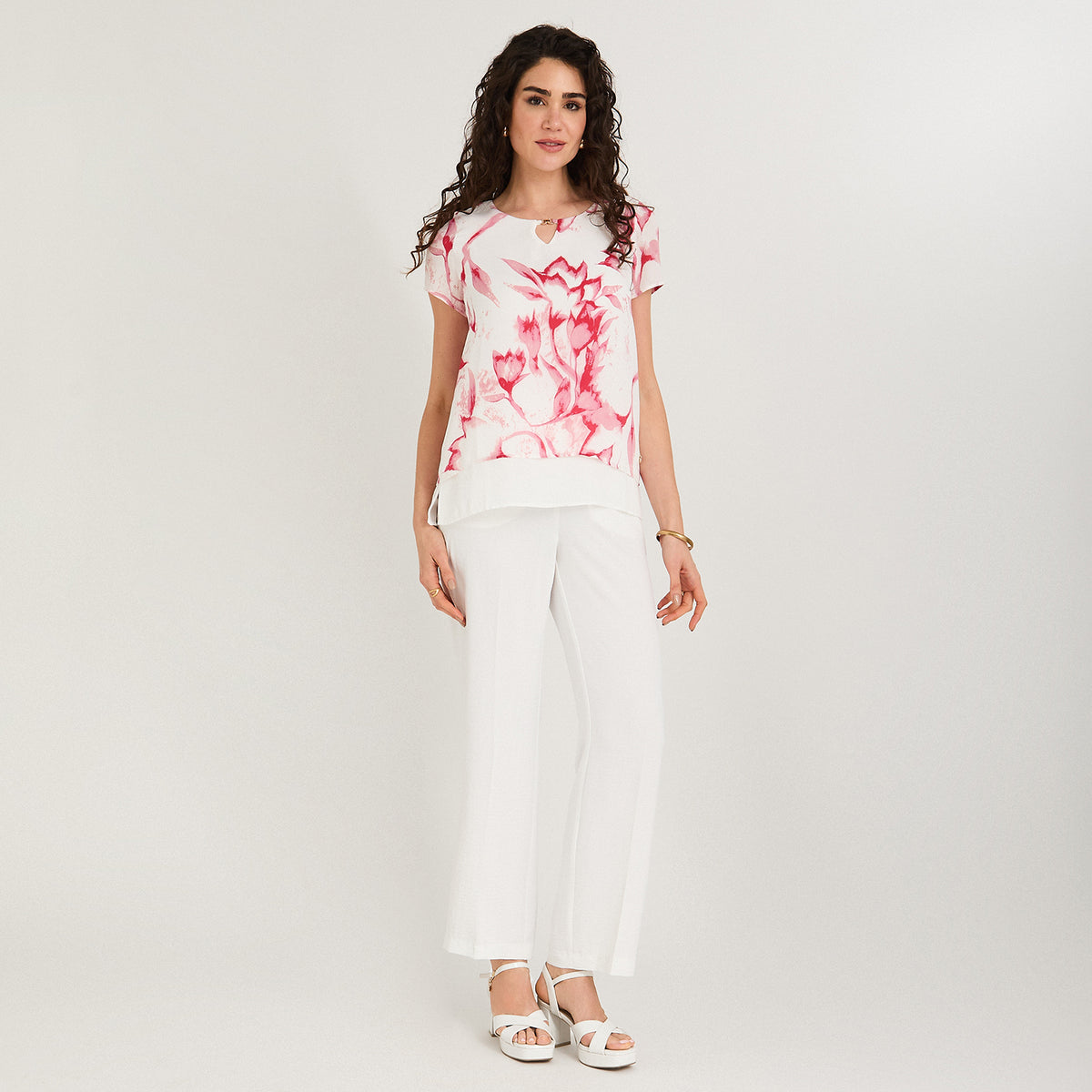 Blusa con Faldón Manga Corta Rojo