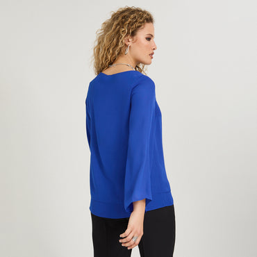 Blusa Manga Larga con Cut Out Azul