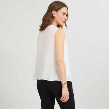 Blusa Crudo Escote V con Doble Capa